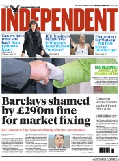 The Independent (UK) Newspaper Front Page for 28 June 2012