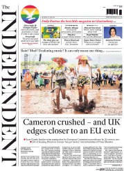 The Independent (UK) Newspaper Front Page for 28 June 2014