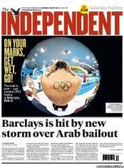 The Independent Newspaper Front Page (UK) for 28 July 2012