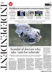 The Independent (UK) Newspaper Front Page for 29 January 2015