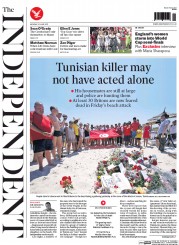 The Independent (UK) Newspaper Front Page for 29 June 2015