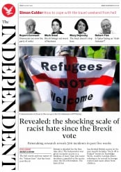 The Independent (UK) Newspaper Front Page for 29 July 2016