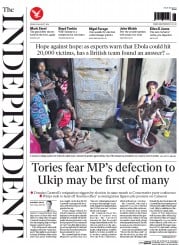 The Independent (UK) Newspaper Front Page for 29 August 2014