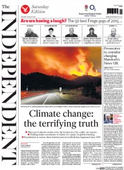 The Independent (UK) Newspaper Front Page for 29 August 2015