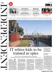 The Independent (UK) Newspaper Front Page for 2 January 2015