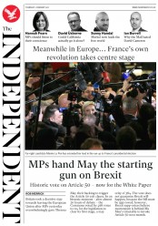 The Independent (UK) Newspaper Front Page for 2 February 2017