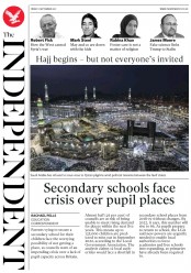 The Independent (UK) Newspaper Front Page for 2 September 2017