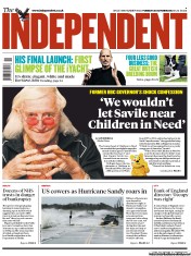 The Independent (UK) Newspaper Front Page for 30 October 2012