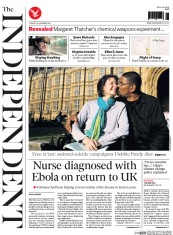 The Independent (UK) Newspaper Front Page for 30 December 2014