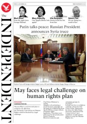 The Independent (UK) Newspaper Front Page for 30 December 2016