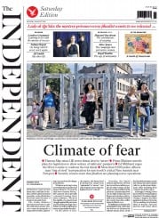 The Independent (UK) Newspaper Front Page for 30 August 2014