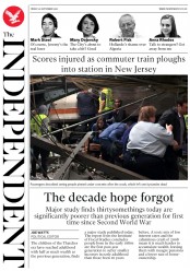 The Independent (UK) Newspaper Front Page for 30 September 2016