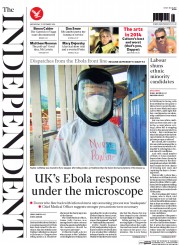 The Independent (UK) Newspaper Front Page for 31 December 2014