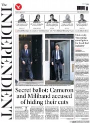The Independent Newspaper Front Page (UK) for 31 March 2015