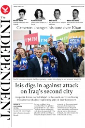 The Independent (UK) Newspaper Front Page for 31 May 2016