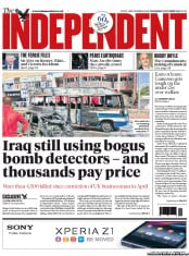 The Independent Newspaper Front Page (UK) for 3 October 2013