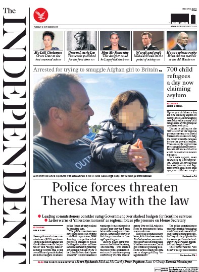The Independent Newspaper Front Page (UK) for 3 November 2015