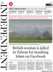 The Independent Newspaper Front Page (UK) for 3 April 2014