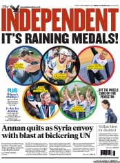 The Independent (UK) Newspaper Front Page for 3 August 2012
