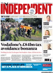 The Independent Newspaper Front Page (UK) for 3 September 2013