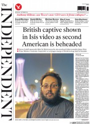 The Independent Newspaper Front Page (UK) for 3 September 2014