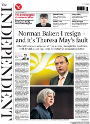 The Independent (UK) Newspaper Front Page for 4 November 2014