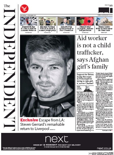The Independent Newspaper Front Page (UK) for 4 November 2015