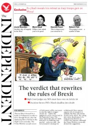 The Independent (UK) Newspaper Front Page for 4 November 2016