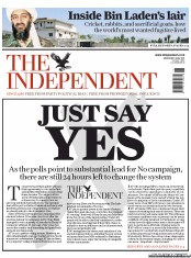 The Independent (UK) Newspaper Front Page for 4 May 2011