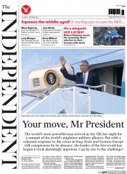 The Independent Newspaper Front Page (UK) for 4 September 2014