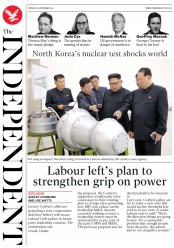 The Independent (UK) Newspaper Front Page for 4 September 2017