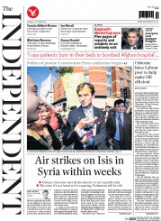 The Independent (UK) Newspaper Front Page for 5 October 2015