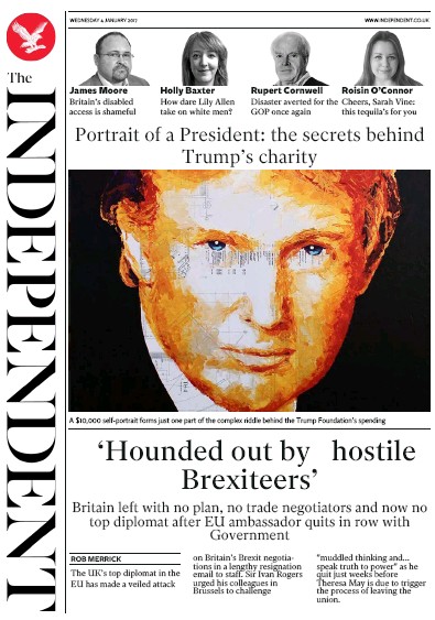 The Independent Newspaper Front Page (UK) for 5 January 2017