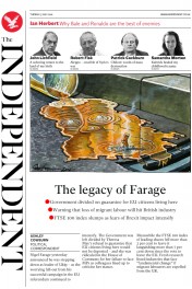 The Independent (UK) Newspaper Front Page for 5 July 2016