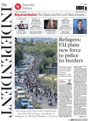 The Independent Newspaper Front Page (UK) for 5 September 2015