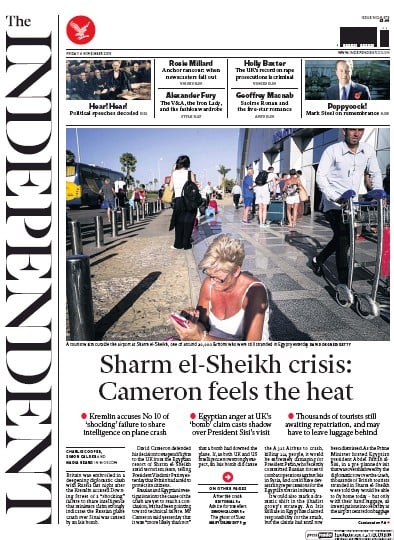 The Independent Newspaper Front Page (UK) for 6 November 2015