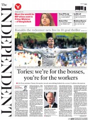 The Independent (UK) Newspaper Front Page for 6 April 2015