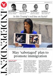 The Independent (UK) Newspaper Front Page for 6 April 2017