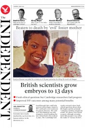 The Independent (UK) Newspaper Front Page for 6 May 2016