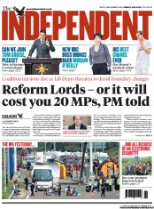 The Independent (UK) Newspaper Front Page for 6 July 2012