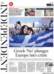 The Independent (UK) Newspaper Front Page for 6 July 2015