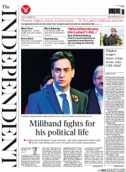 The Independent (UK) Newspaper Front Page for 7 November 2014