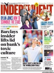 The Independent Newspaper Front Page (UK) for 7 July 2012