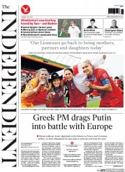The Independent Newspaper Front Page (UK) for 7 July 2015