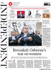 The Independent Newspaper Front Page (UK) for 8 March 2014