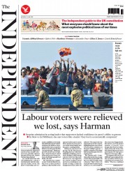 The Independent (UK) Newspaper Front Page for 8 June 2015