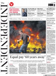 The Independent Newspaper Front Page (UK) for 8 August 2014
