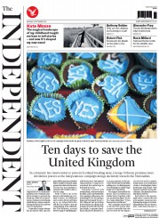 The Independent (UK) Newspaper Front Page for 8 September 2014