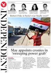 The Independent (UK) Newspaper Front Page for 8 September 2017