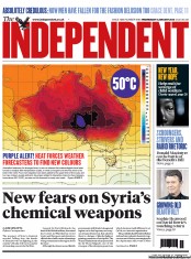 The Independent (UK) Newspaper Front Page for 9 January 2013